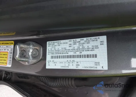 2024 Ford Escape Active from USA, damaged, VIN 1FMCU9GN5RUB14794